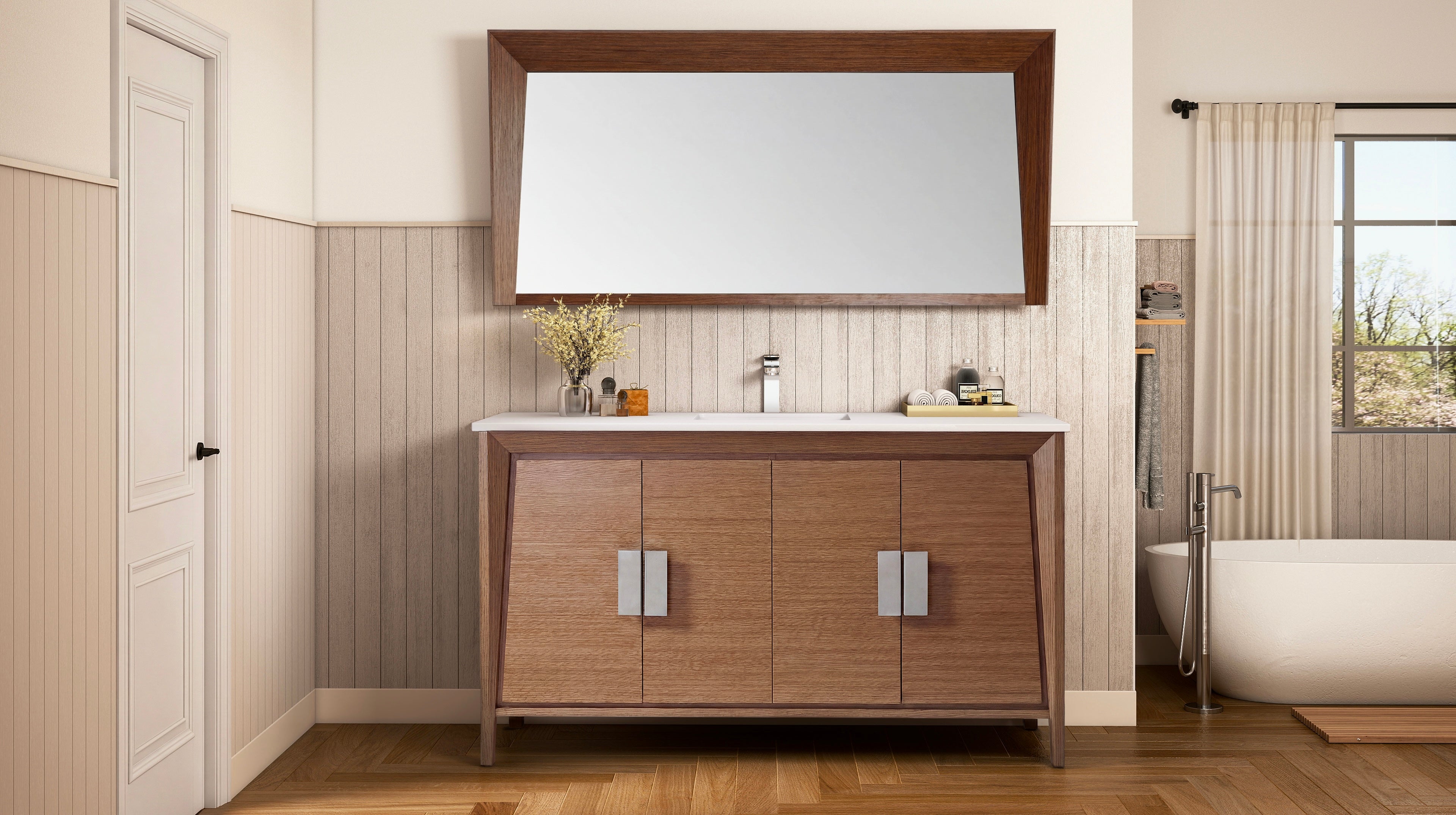60 inch Larvotto Light Wheat Contemporary Single Sink Bathroom Vanity