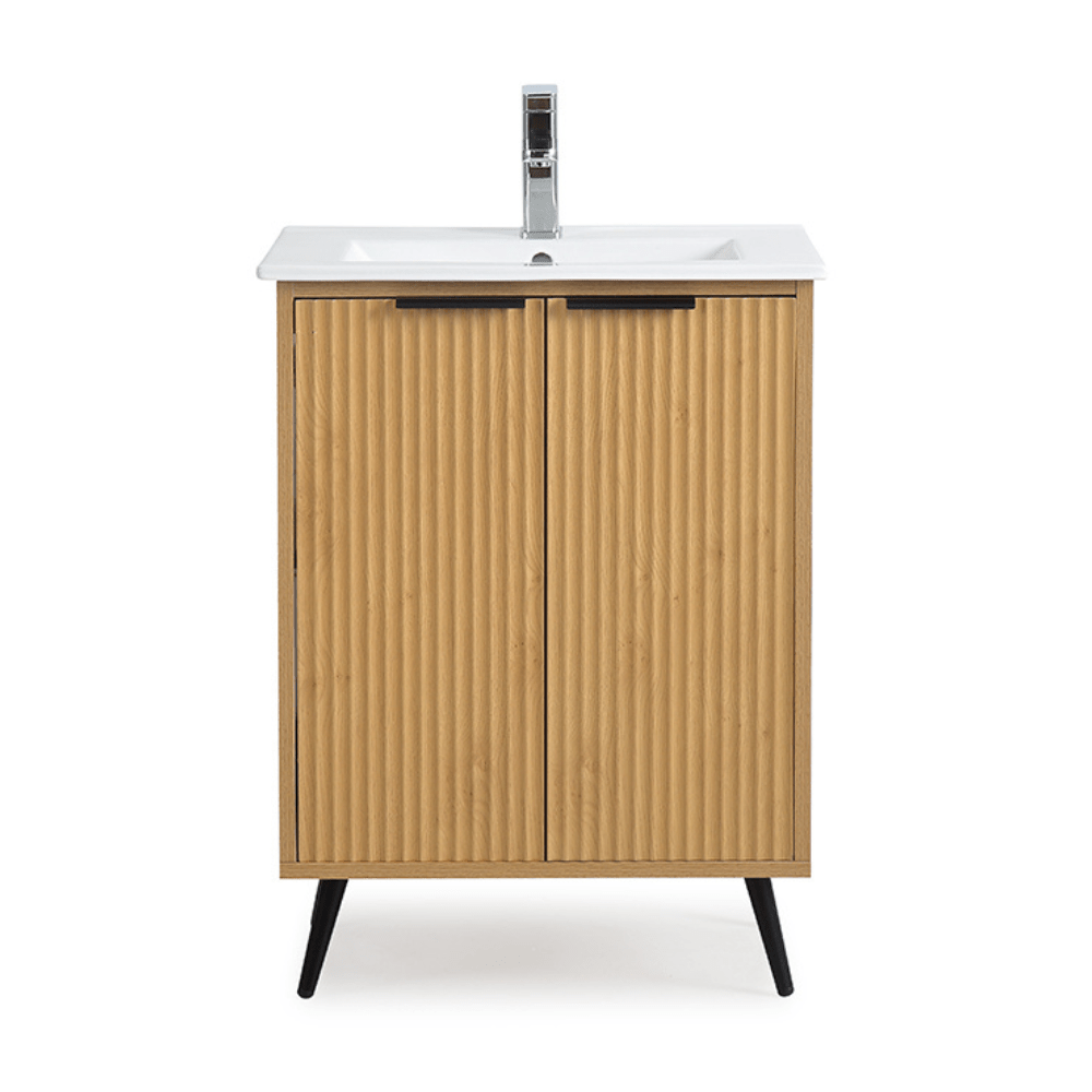 24 Inch Light Wood Finish Liora Single Bathroom Vanity with Intergrated Sink Top - Bentoncollections