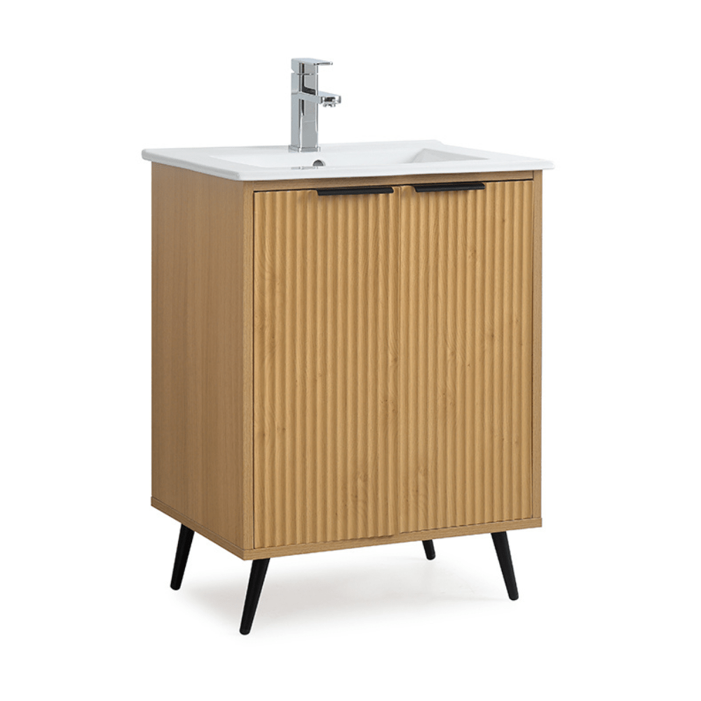 24 Inch Light Wood Finish Liora Single Bathroom Vanity with Intergrated Sink Top - Bentoncollections