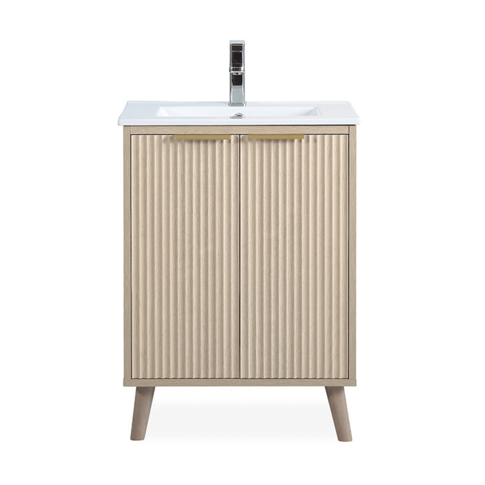 24 Inch Light Wood Finish Monra Single Bathroom Vanity with Intergrated Sink Top - Bentoncollections