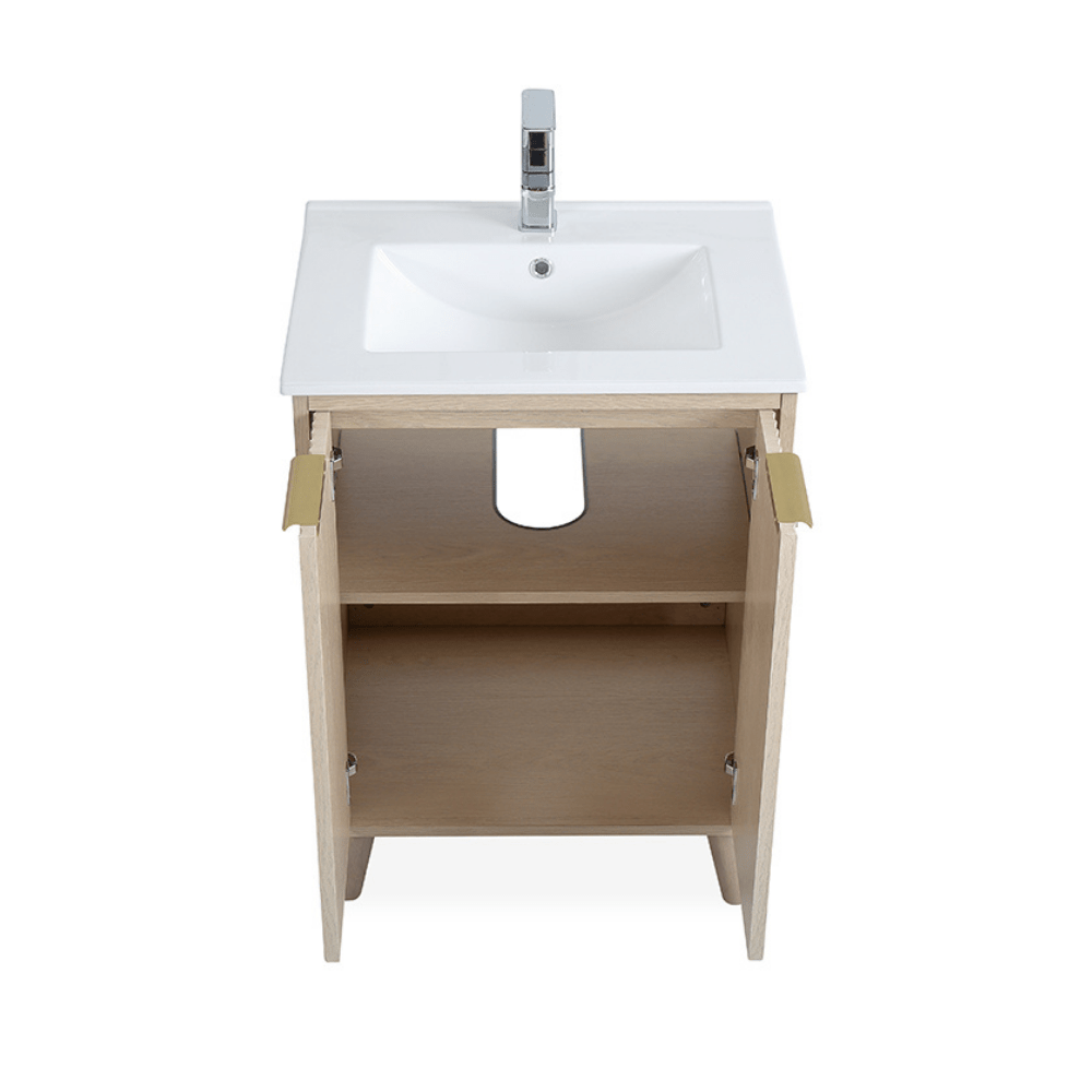 24 Inch Light Wood Finish Monra Single Bathroom Vanity with Intergrated Sink Top - Bentoncollections