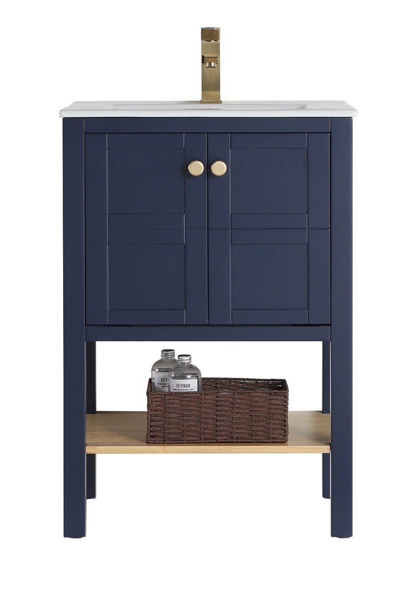 24" Tennant Brand Arola Small Slim Narrow Navy Blue Bathroom Vanity - CL - 208NB - 24 - Bentoncollections