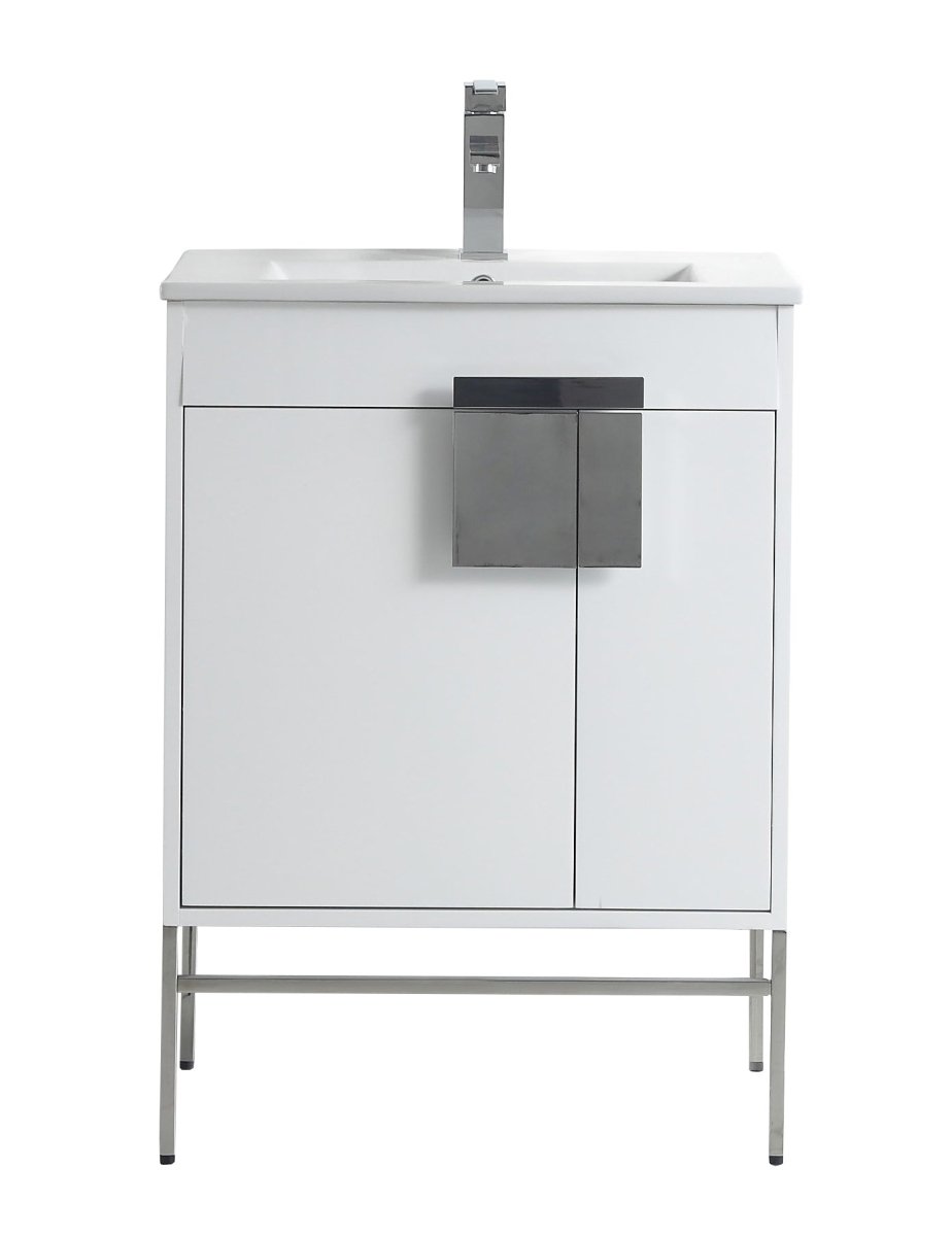 24" Tennant Brand Kuro Minimalistic White Bathroom Vanity - CL - 101WH - 24ZI - Bentoncollections