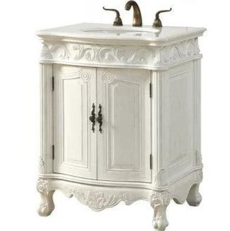 27" Classic Style Distressed White Hayman Bathroom Sink Vanity BC - 2917W - AW - Bentoncollections