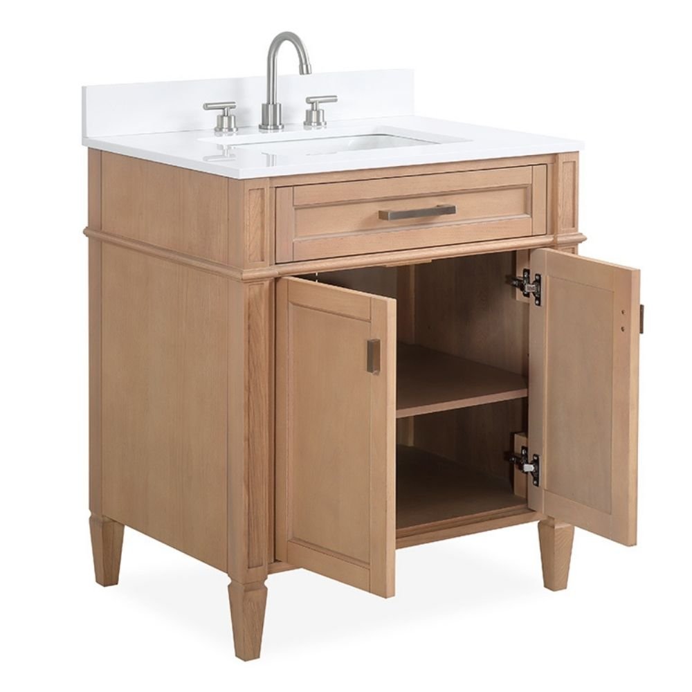 30 Inch Durand Modern Light Oak Bathroom Sink Vanity with Stone Counter Top - Bentoncollections