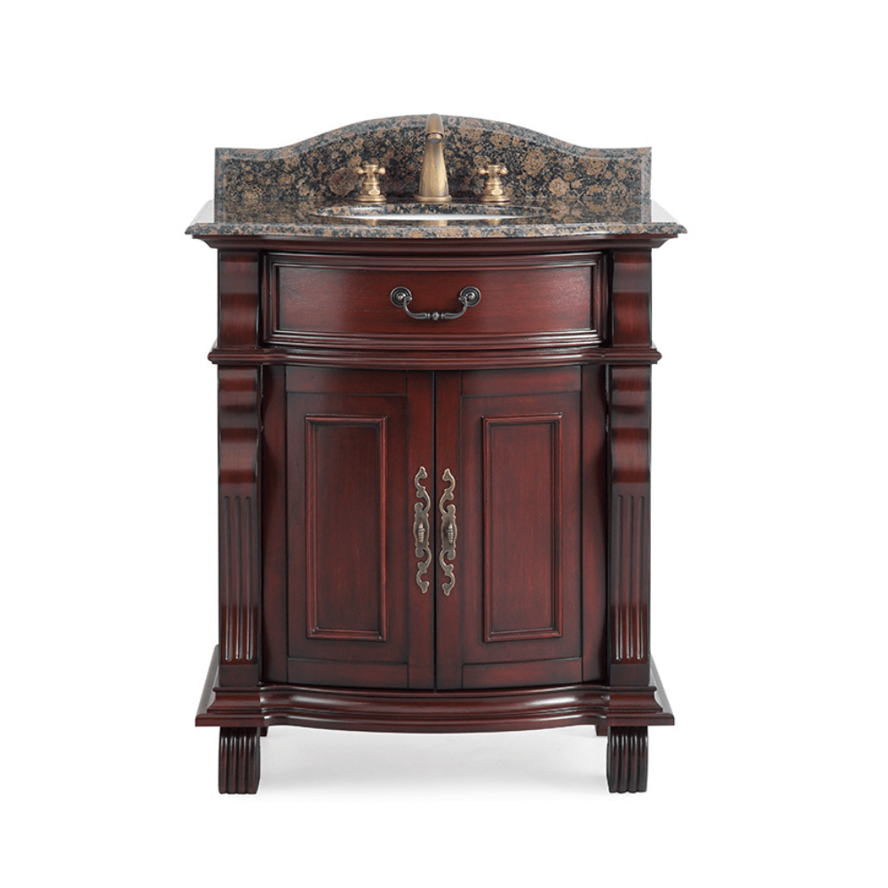 30 Inch Traditional Style Solid Wood Hopkinton Single Sink Bathroom Vanity With Stone top - Bentoncollections