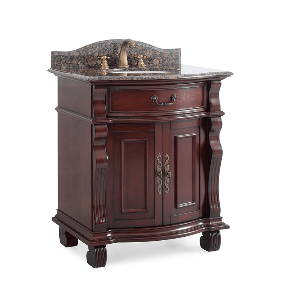 30 Inch Traditional Style Solid Wood Hopkinton Single Sink Bathroom Vanity With Stone top - Bentoncollections