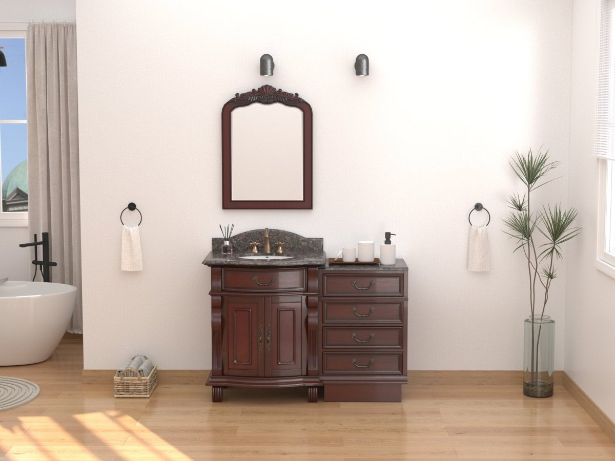 30 Inch Traditional Style Solid Wood Hopkinton Single Sink Bathroom Vanity With Stone top - Bentoncollections