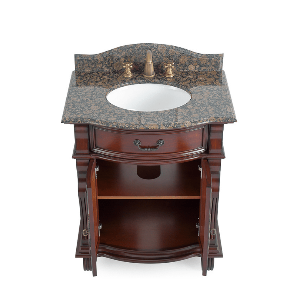 30 Inch Traditional Style Solid Wood Hopkinton Single Sink Bathroom Vanity With Stone top - Bentoncollections