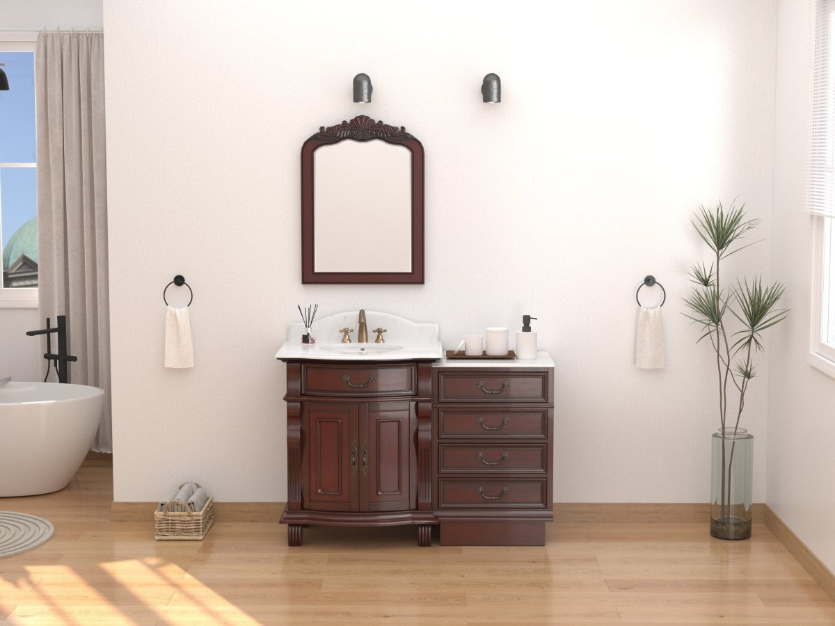 30 Inch Traditional Style Solid Wood Hopkinton Single Sink Bathroom Vanity With Stone top - Bentoncollections