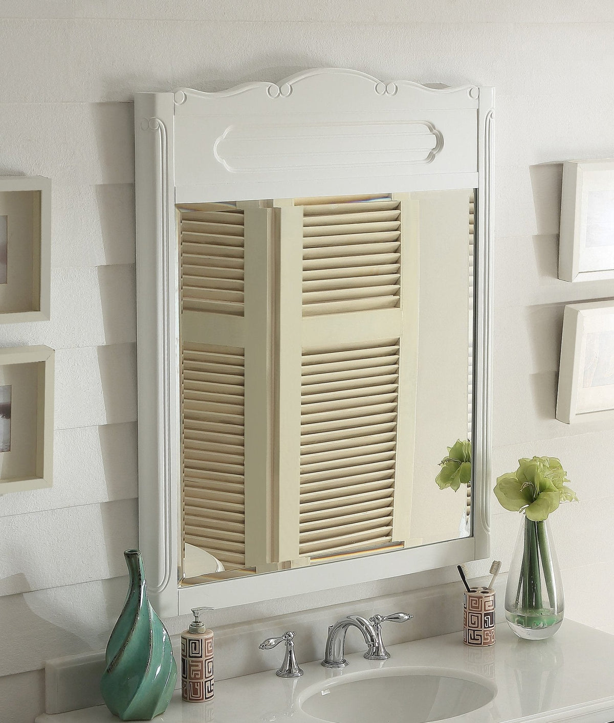 34" Knoxville White Bathroom Vanity Mirror