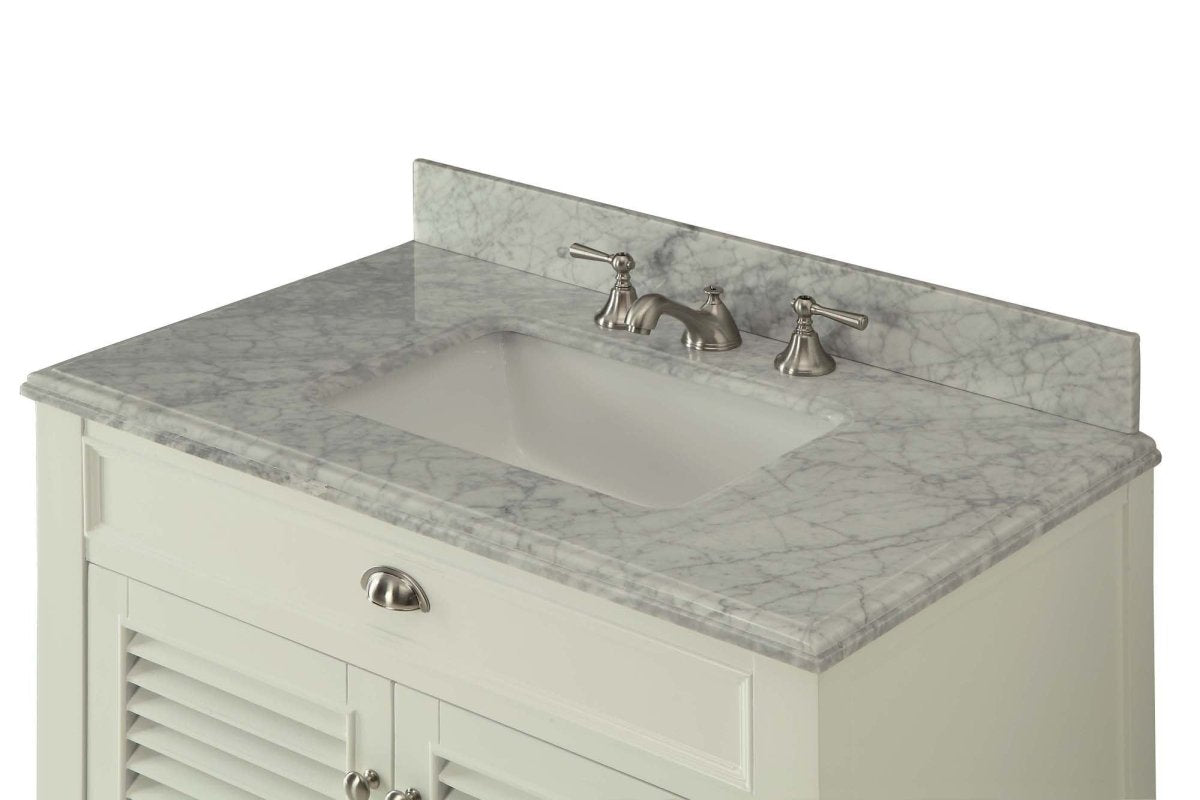 36 Inch Contemporary Style White Kalani Bathroom Vanity - Bentoncollections