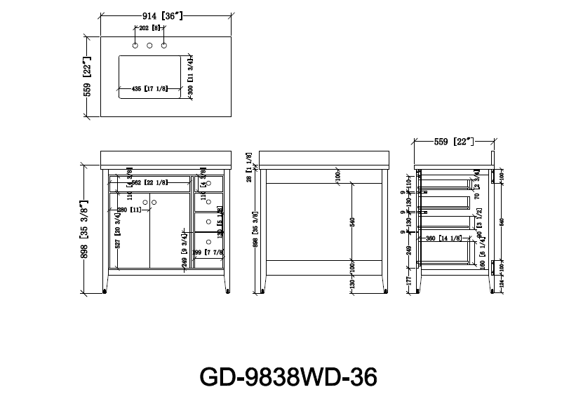 36 inch Modern Style Beatrice Bathroom Sink Vanity in Wood Finish - Bentoncollections