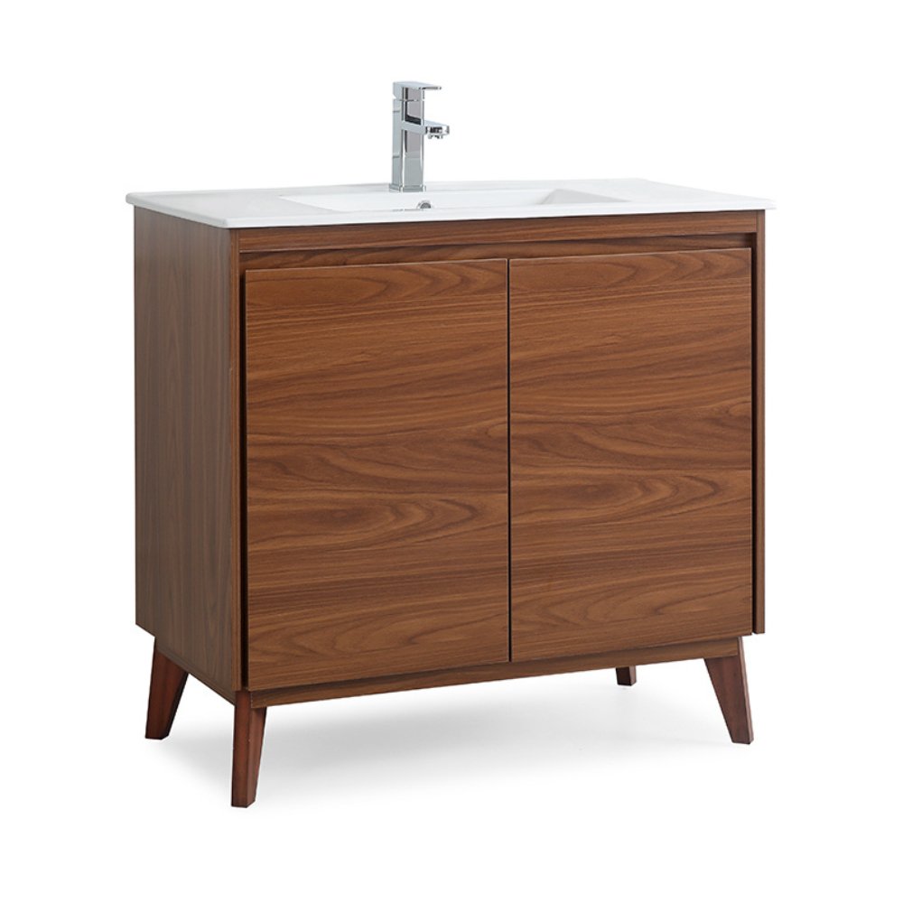 36 inch Modern Style Cherry Brown Zaren Bathroom Sink Vanity - Bentoncollections