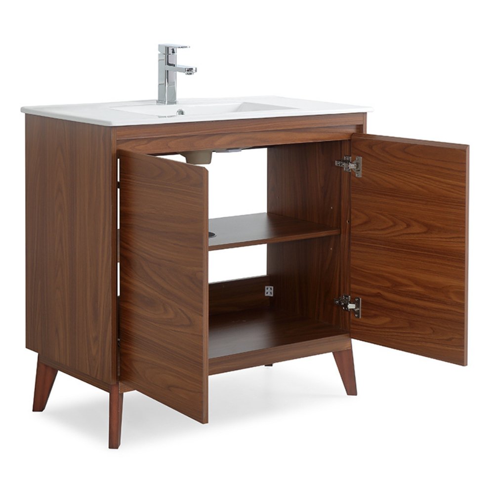 36 inch Modern Style Cherry Brown Zaren Bathroom Sink Vanity - Bentoncollections