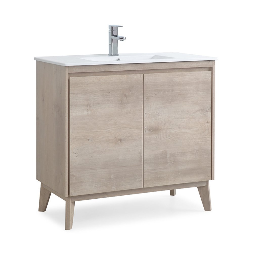 36 inch Modern Style Oak Wood Finish Zaren Bathroom Sink Vanity - Bentoncollections