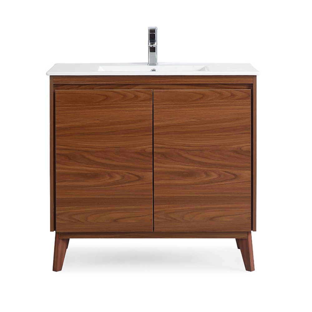 36 inch Modern Style Oak Wood Finish Zaren Bathroom Sink Vanity - Bentoncollections