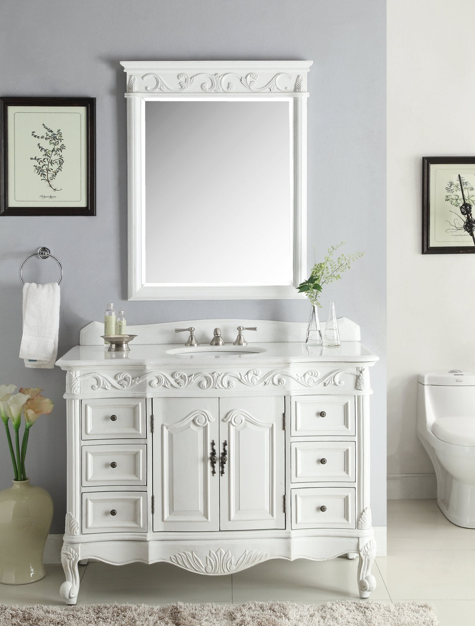42 Inch Antique White Traditional Style Single Sink Beckham Bathroom Vanity