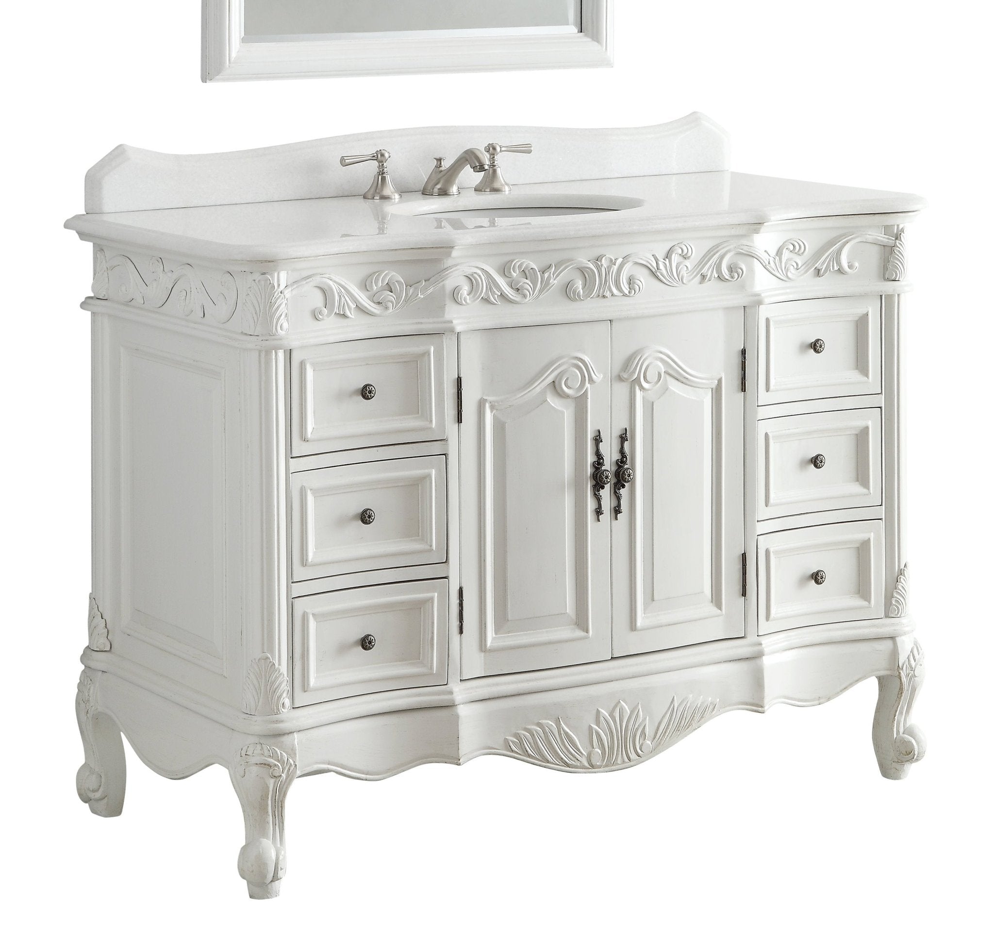 42 Inch Antique White Traditional Style Single Sink Beckham Bathroom Vanity