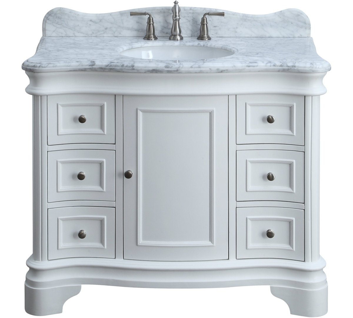 42" Benton Collection Carrara Marble Top Sesto White Bathroom Vanity Q1044W - Bentoncollections