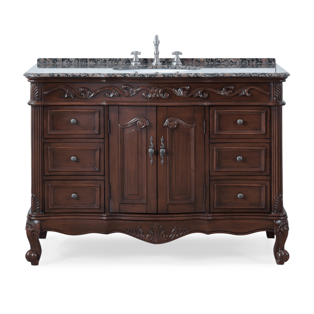42 Inch Dark Brown Traditional Style Single Sink Baltic Brown Countertop Beckham Bathroom Vanity
