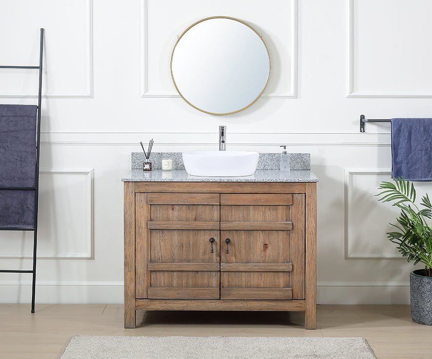 42 Inch Natural Wood Artisan Style Single Sink Lindor Bathroom Vanity - Bentoncollections