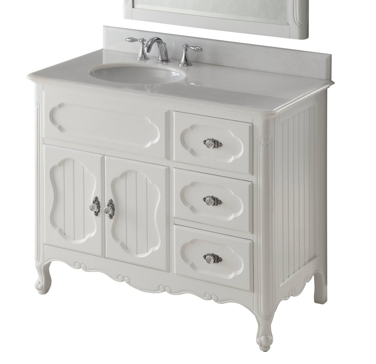 42 Inch White Charming Cottage Chic Knoxville Vanity With Marble Top - Bentoncollections