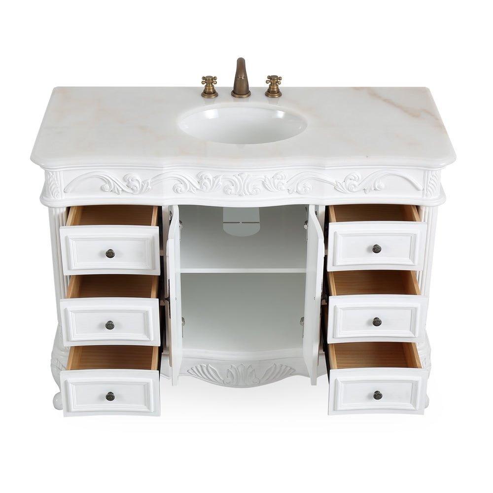 48 Inch Antique White Traditional Style Single Sink Beckham Bathroom Vanity