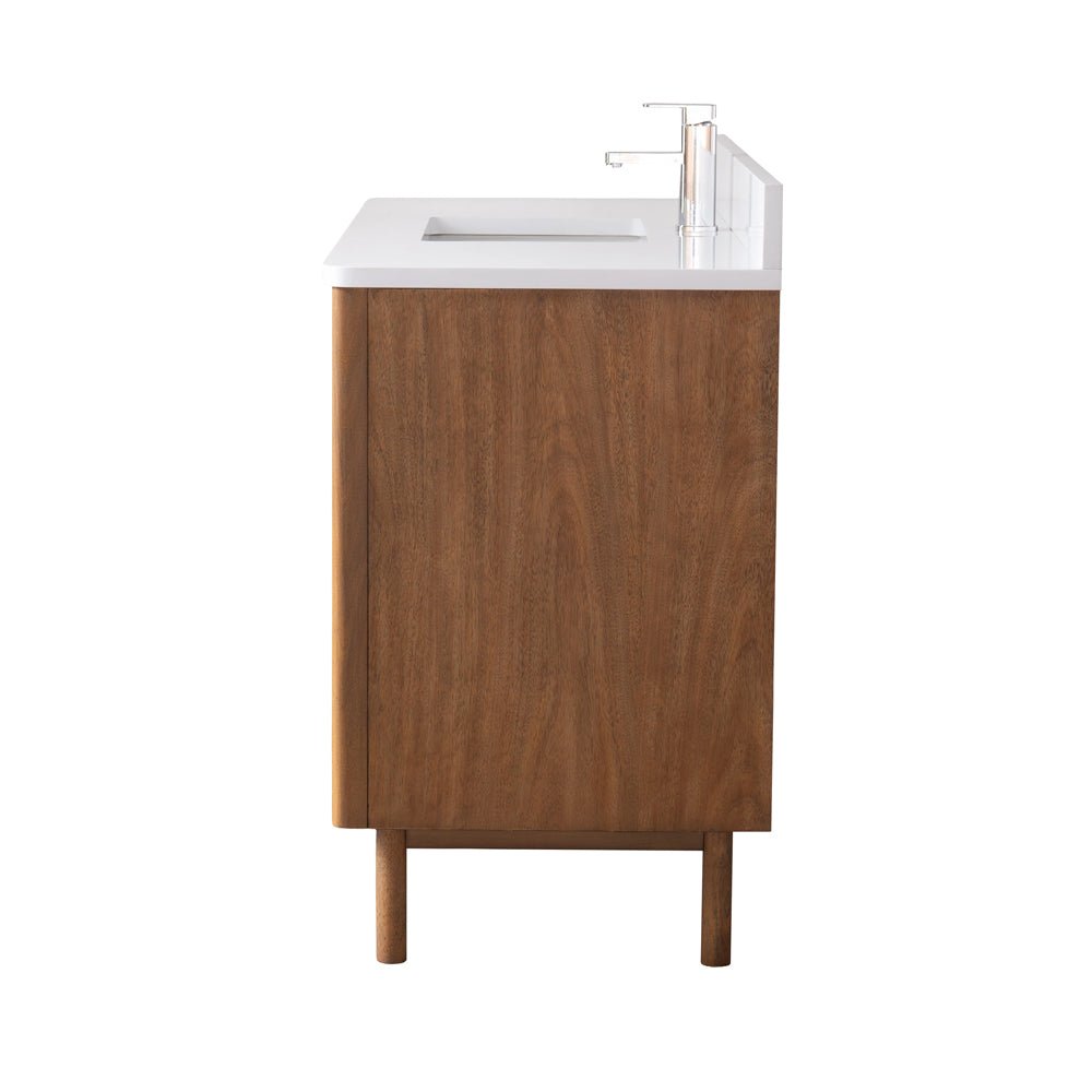 48 Inch Fume Single Sink Mango Warm Oak Brown Finish Bathroom Vanity With White Top