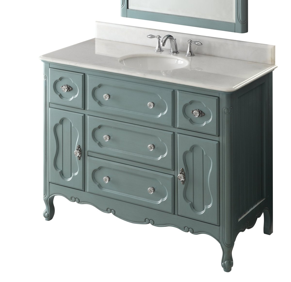 48 Inch Light Blue Charming Cottage Chic Knoxville Vanity With Marble Top - Bentoncollections