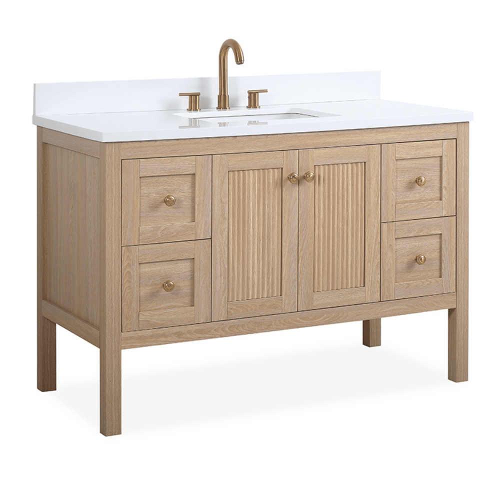 48 Inch Modern Light Oak Sera Single Sink Bathroom Vanity With White Quartz Top - Bentoncollections