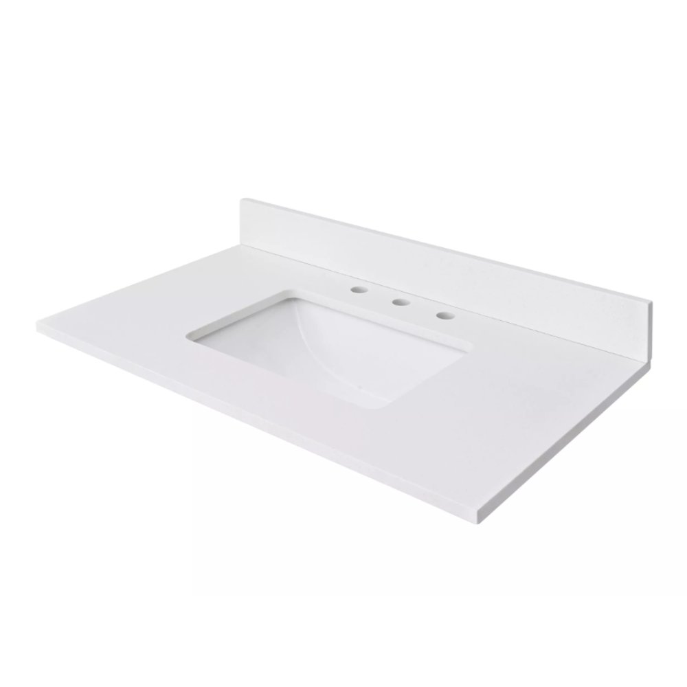48 inch White Solid Surface Bathroom Vanity Counter Top With Sink - Chans Furniture