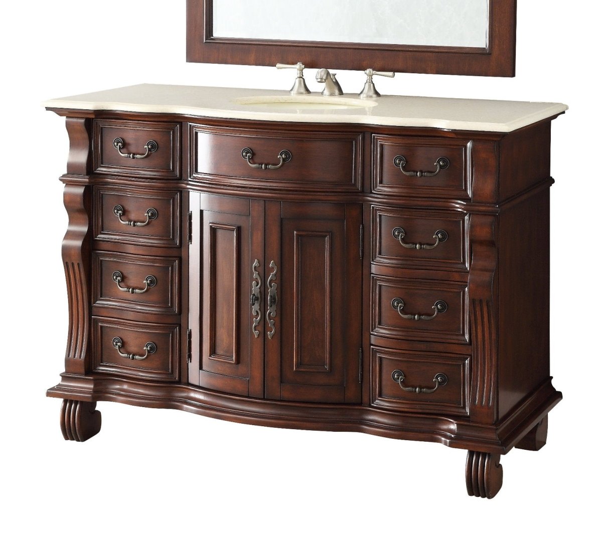 50" Cherry Wood Hopkinton Bathroom Sink Vanity Creama Mafil Marble Top GD - 4437M - 50 - Bentoncollections