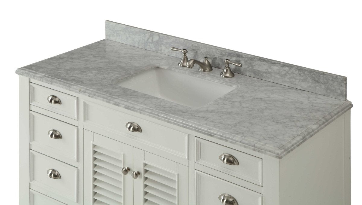 50 Inch Contemporary Style White Kalani Bathroom Vanity - Bentoncollections