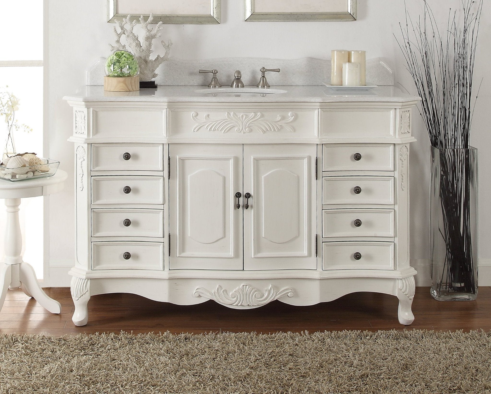 56" Antique white Morton Bathroom Sink Vanity
