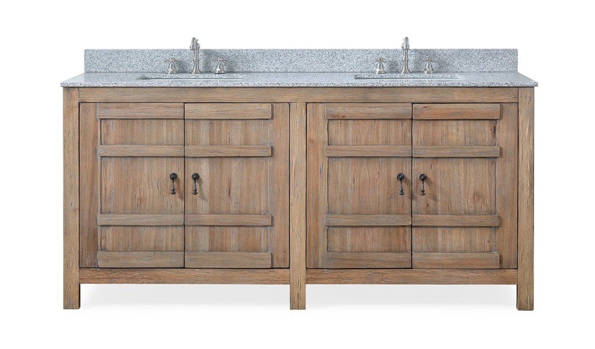 72 Inch Natural Wood Artisan Style Double Sink Lindor Bathroom Vanity - Bentoncollections
