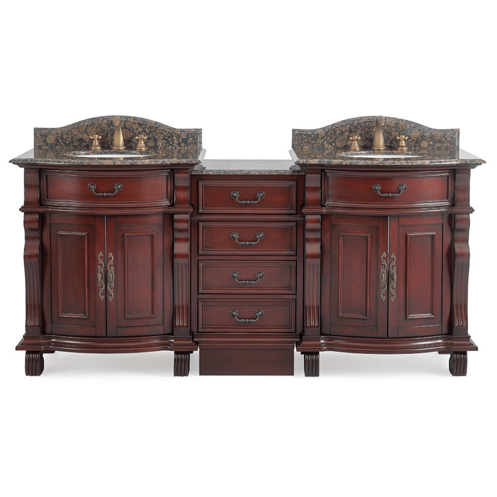 78 Inch Traditional Style Solid Wood Hopkinton Double Sink Bathroom Vanity Set With Baltic Brown Top - Bentoncollections