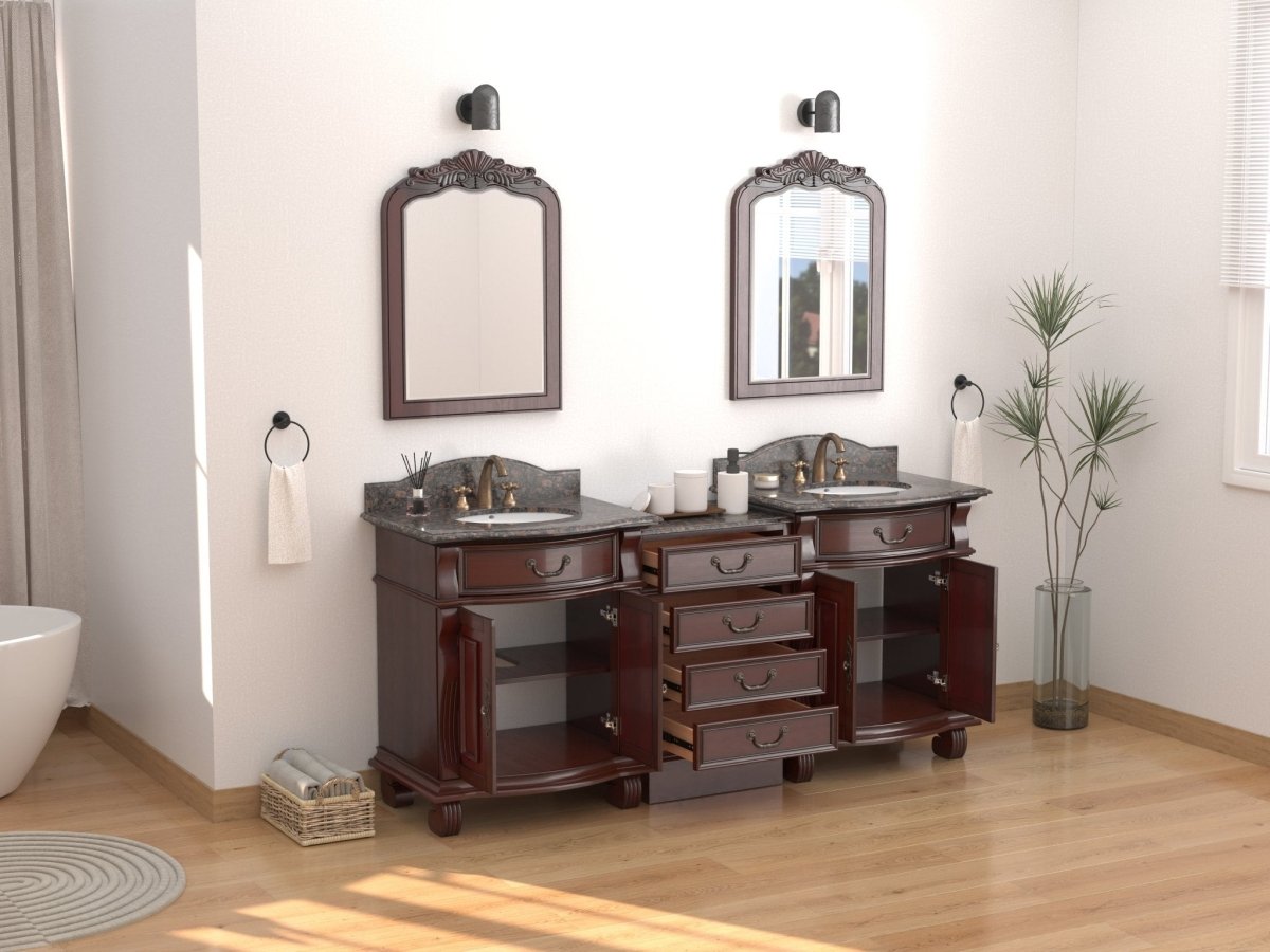 78 Inch Traditional Style Solid Wood Hopkinton Double Sink Bathroom Vanity Set With Baltic Brown Top - Bentoncollections