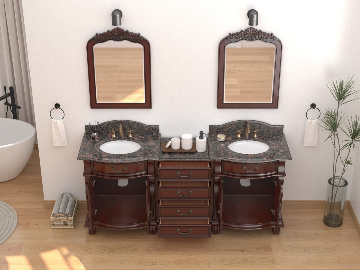 78 Inch Traditional Style Solid Wood Hopkinton Double Sink Bathroom Vanity Set With Baltic Brown Top - Bentoncollections