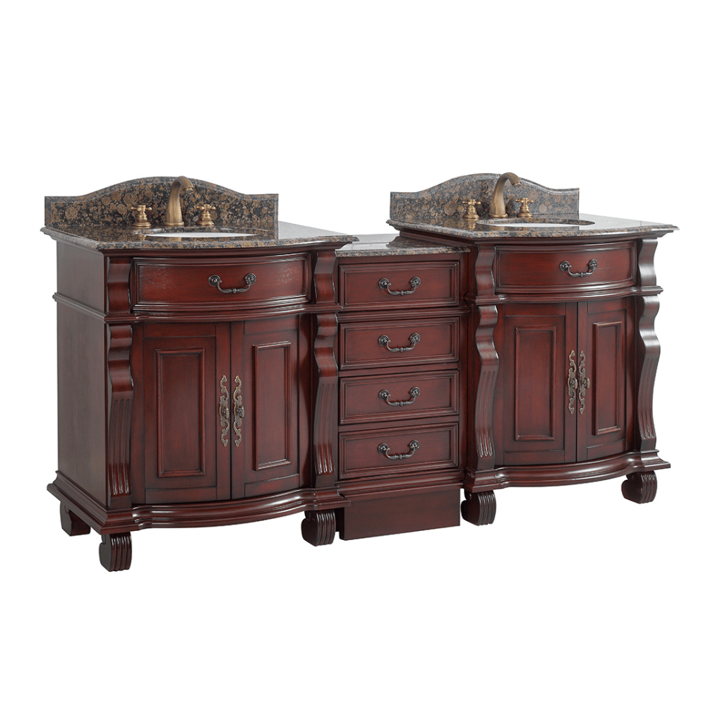 78 Inch Traditional Style Solid Wood Hopkinton Double Sink Bathroom Vanity Set With Baltic Brown Top - Bentoncollections