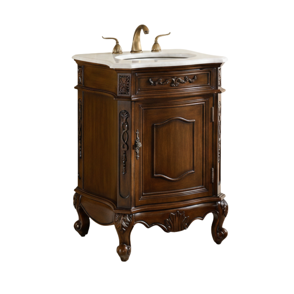 24 Inch Brown Classic Style Powder Room Debellis Small Bathroom Vanity