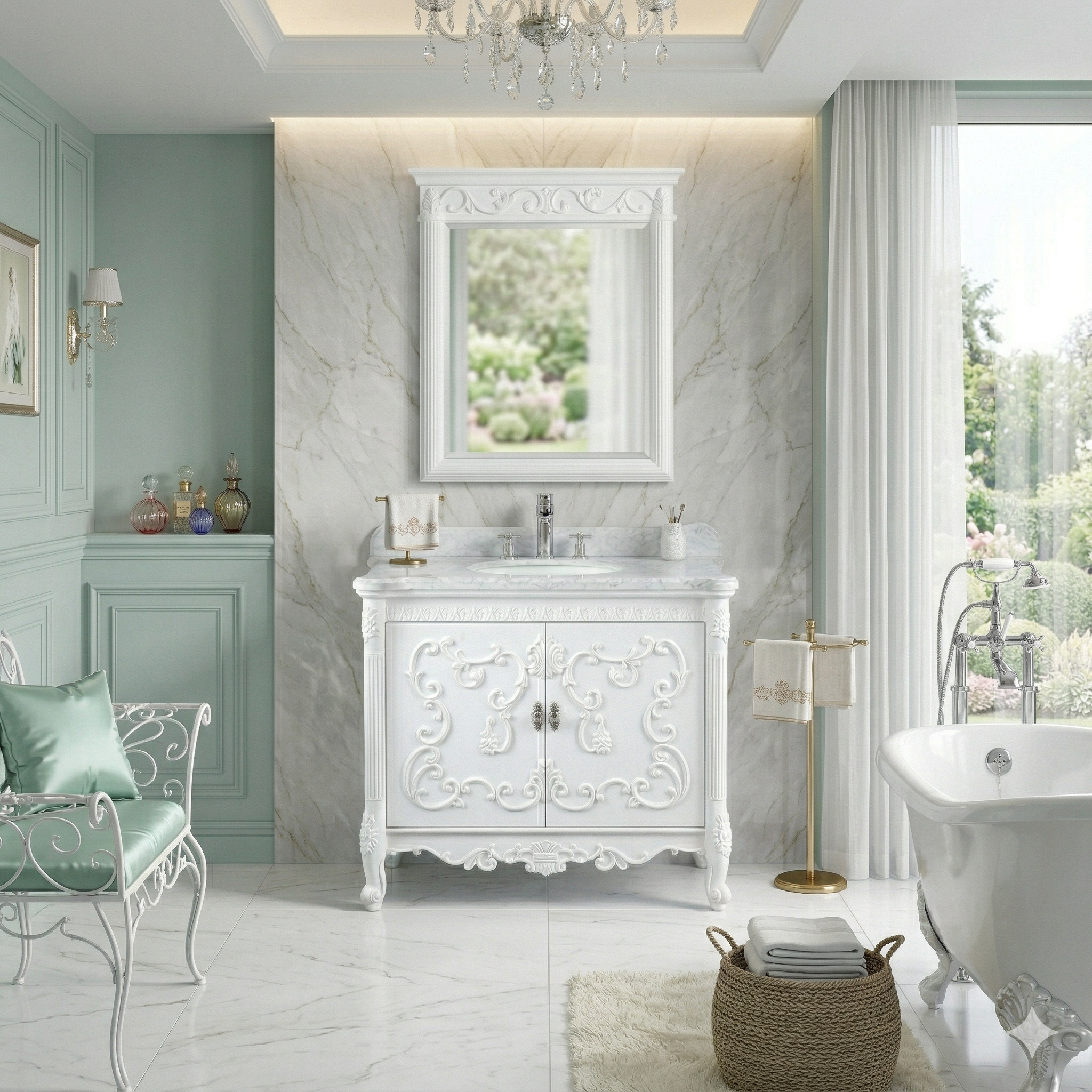 40" Benton Collection Bellissimo Bathroom Vanity with Italian Carrara Marble