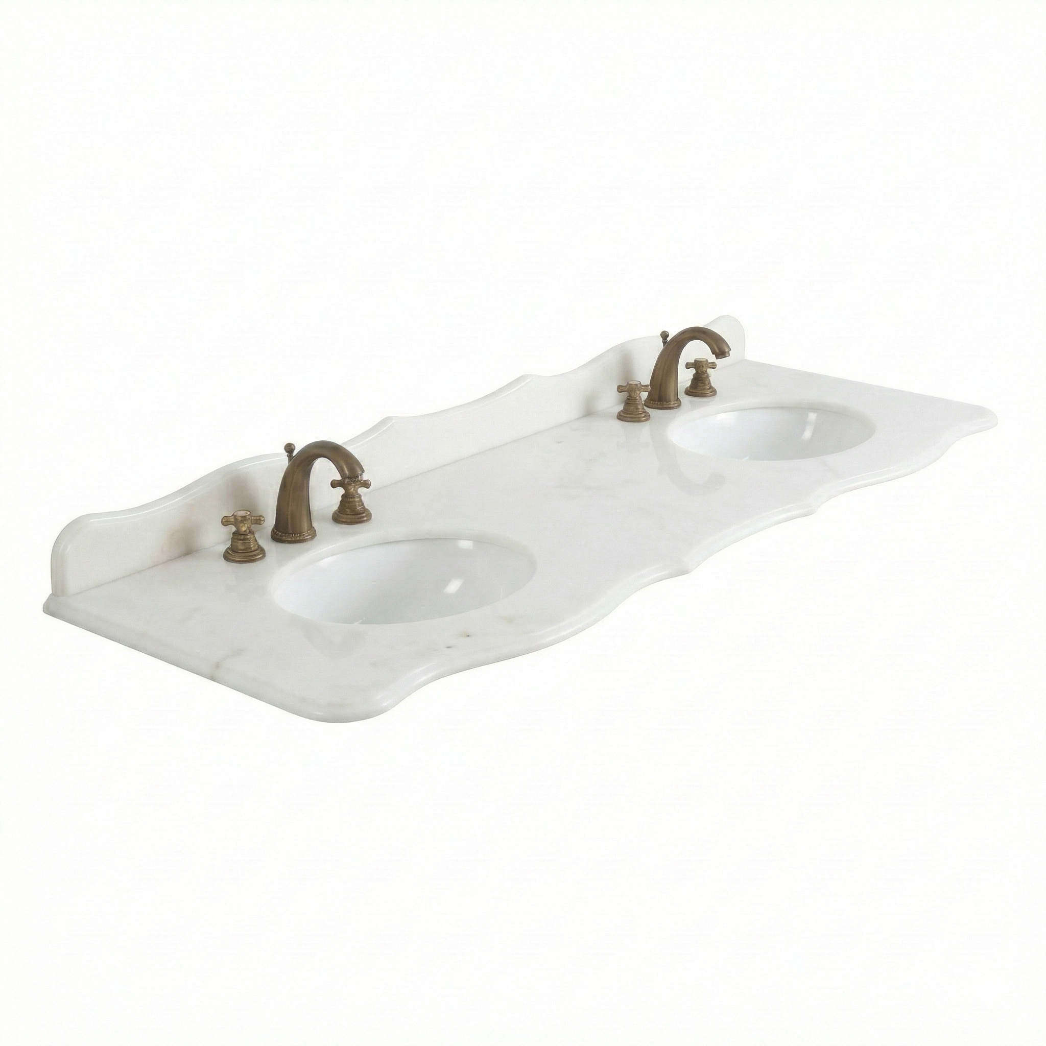 72 inch White Marble Stone Top With Double Sink | 72 x 22'' D