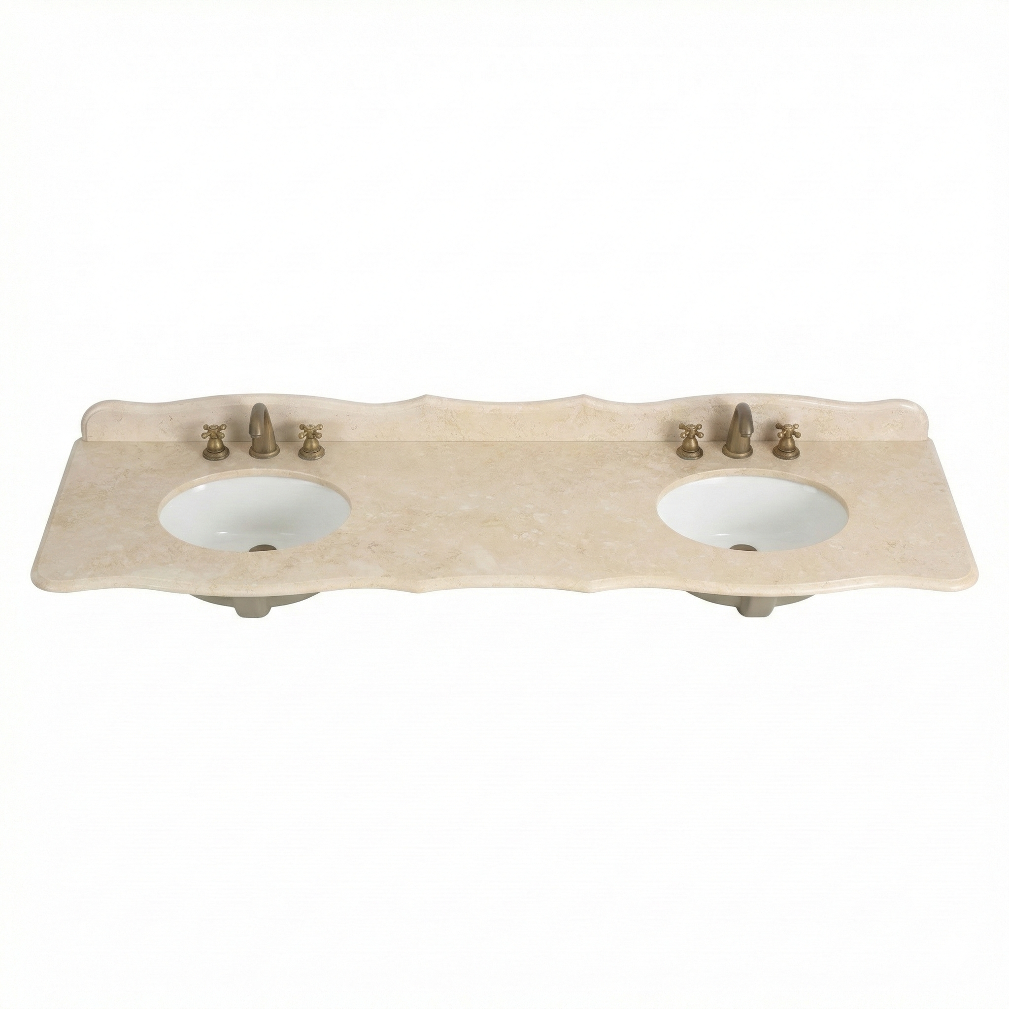 72 inch Cream Marble Stone Top With Double Sink | 72 x 22'' D
