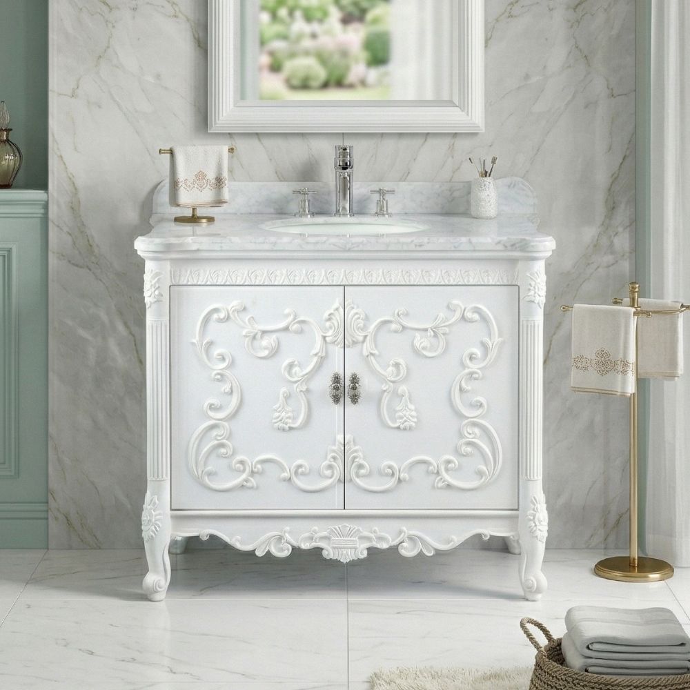 40" Benton Collection Bellissimo Bathroom Vanity with Italian Carrara Marble