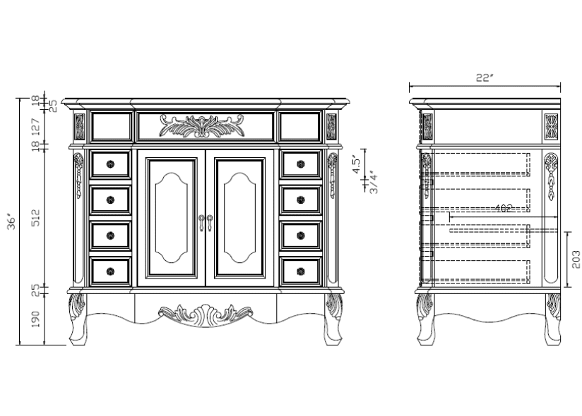 Morton 48" Antique Style Single Sink Bathroom Vanity | White Quartz Top