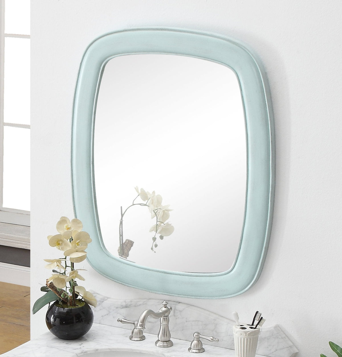 Termoli 36 - Inch Light Blue Frame Modern Style Wall Mirror