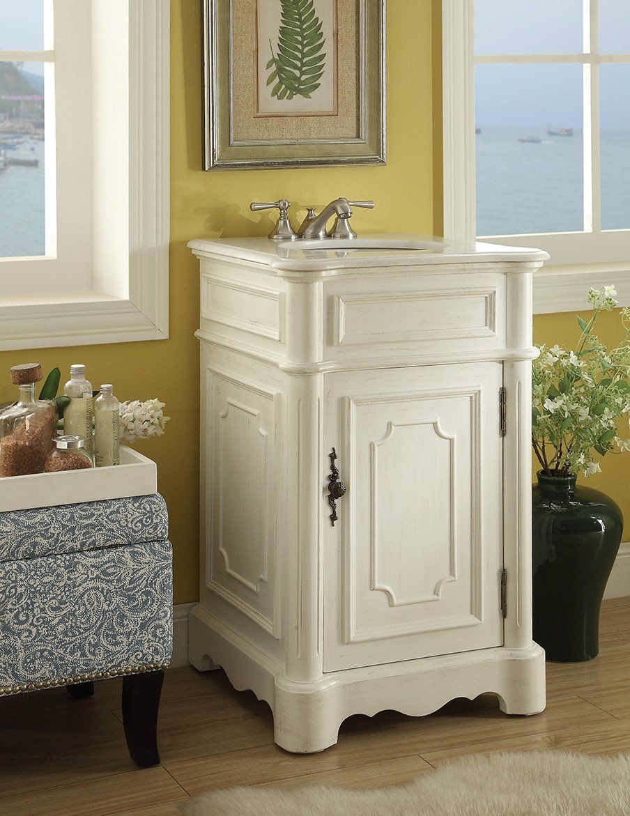 21" Benton Collection Antique white Teega Bathoom Sink Vanity CF-3006W-AW - Bentoncollections