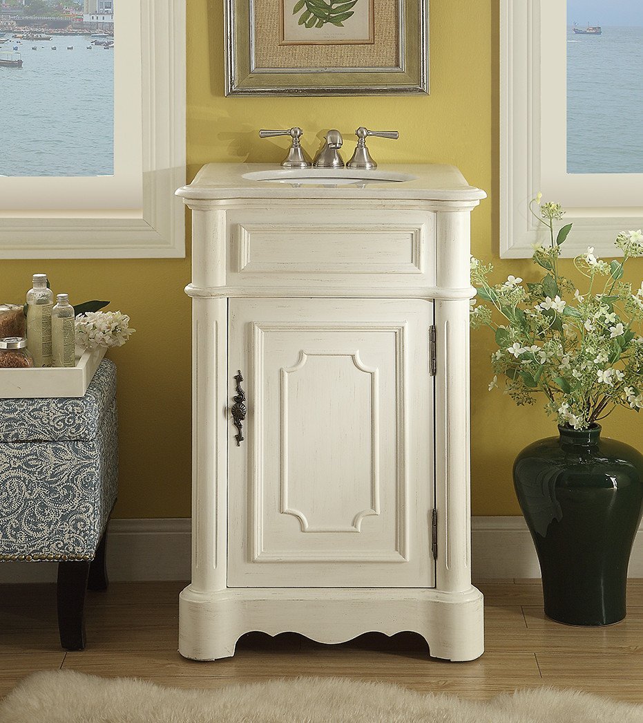 21" Benton Collection Antique white Teega Bathoom Sink Vanity CF-3006W-AW - Bentoncollections