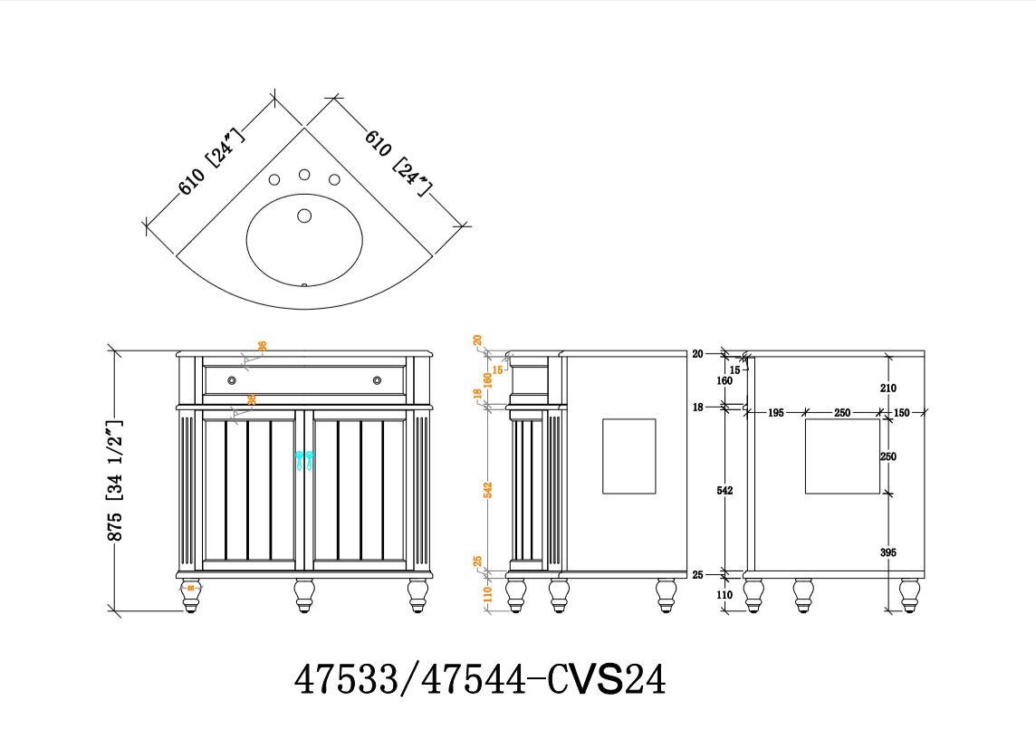24" Benton Collection Triadsville Gray Farmhouse Corner Bathroom Vanity - ZK-47566CK - Bentoncollections